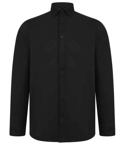 Henbury Modern Long Sleeve Regular Fit Oxford Shirt - BLK - XXL